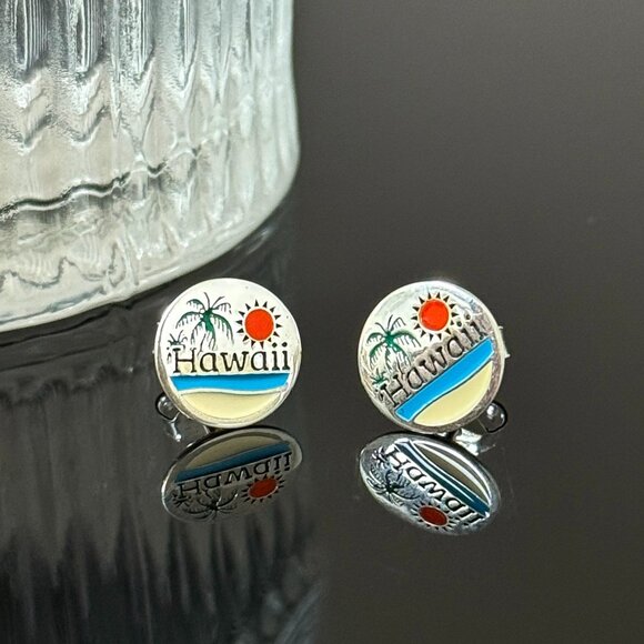 Jewelry - Hawaii Beach Earrings S925 Sterling Silver Handmade Ear Stud